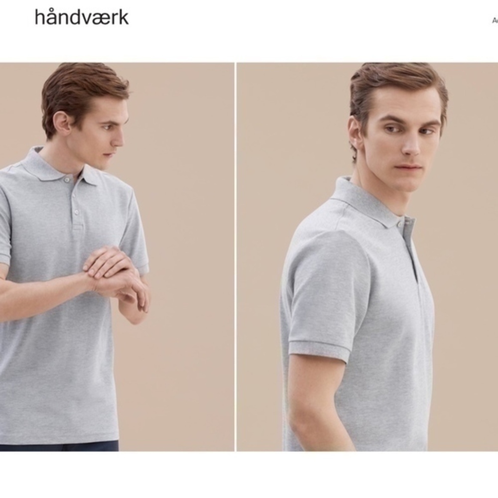 Handvaerk - Men's Pique Polo Shirt White  …
